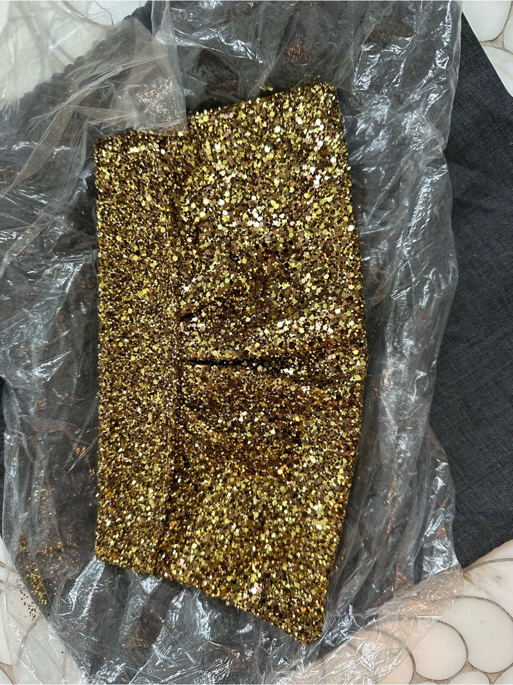 Lauren Merkin Gold Glitter Clutch